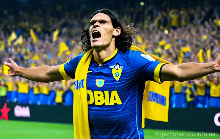 에딘손 카바니 커리어 - **Edinson Cavani: PSG's Record-Breaking Striker**
    An action shot of Edinson Cavani, wearing a mo...