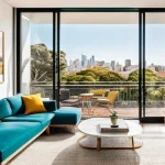 우루과이에서 살기 좋은 아파트 - **Prompt:** A sun-drenched, modern apartment living room in Montevideo, Uruguay. The large panoramic...