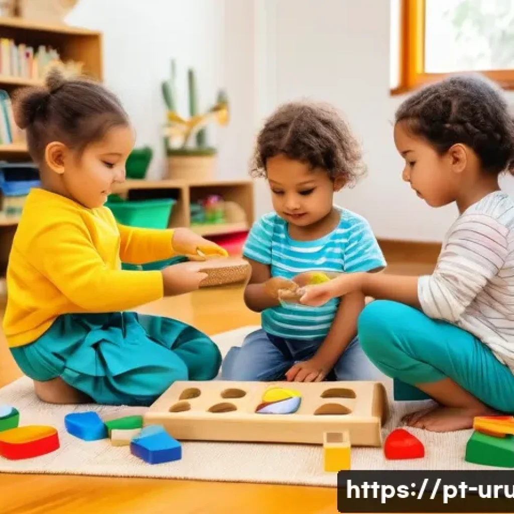 우루과이에서 아이 키우기 - A vibrant scene of a diverse group of young children, ages 3 to 6, wearing modest, colorful clothing...
