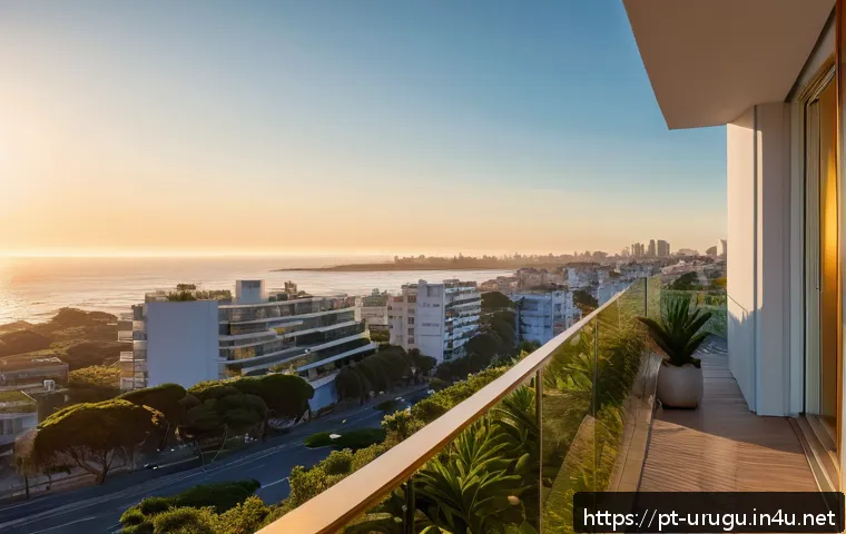 우루과이에서 부동산 매매 - A modern upscale apartment building in Montevideo&rsquo;s Pocitos neighborhood at sunset, featuring sleek ...